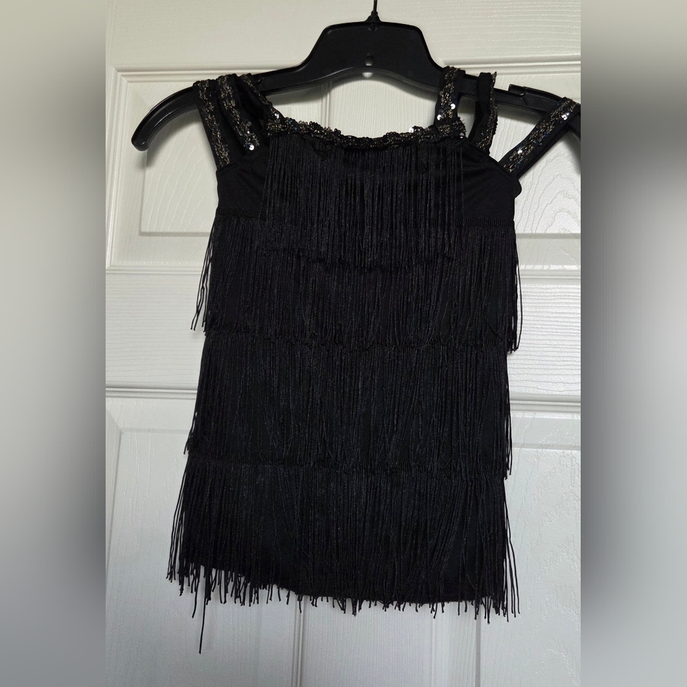 Black Fringe Sleeveless Dress